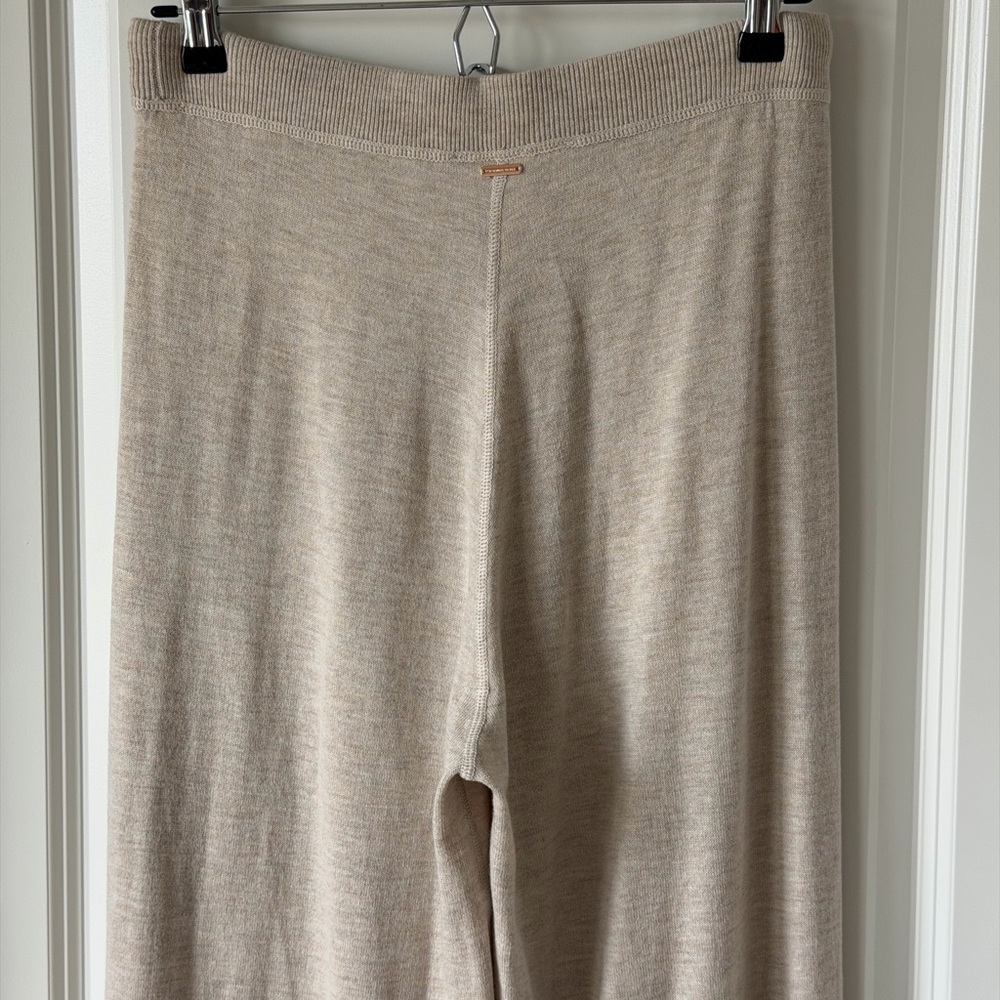 Victoria's Secret Soft Knit Oatmeal Neutral Wide-Leg High Rise Lounge Pants-M - Picture 8 of 15